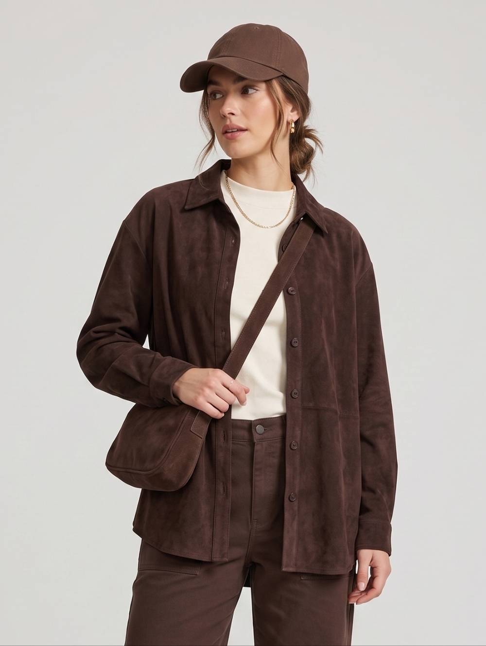 HAGGAR - Dark Plum Oversized Corduroy Button Down